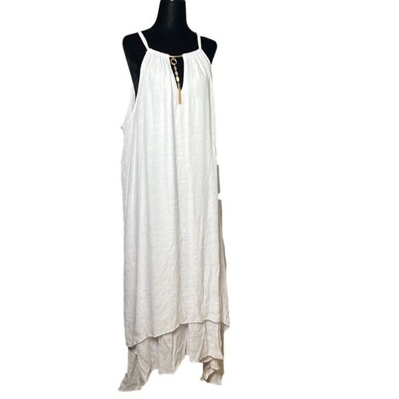 MLLE GABRIELLE WHITE HIGH LOW GAUZY MAXI‎ DRESS SIZE 3X - Picture 1 of 7